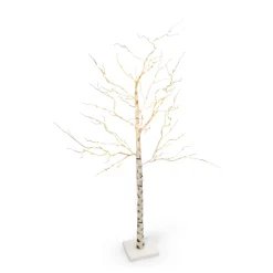 Gerson International 7 Ft Tall Birch Tree With 250 Warm Led Lights, Holiday Decor