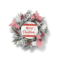 Gerson International 24 In Flocked Merry Christmas Wreath With Snowflakes