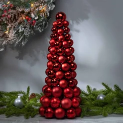 Gerson International 18 In Tall Red Christmas Holiday Ornament Cone Tree Decor