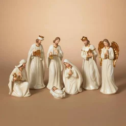 Gerson International 7 Piece Resin Traditional Religious Christmas Nativity Scene