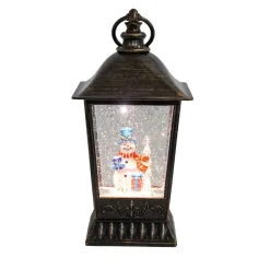 Arys Imports Antique Lantern With Led Light Up Snowman Scene