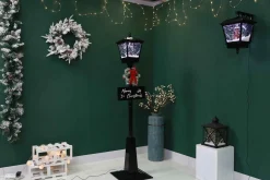 Arys Imports Black Snowing Outdoor Street Lamp With Animated Tree