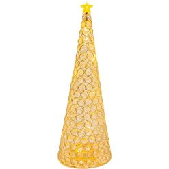 Gerson International Elegant Glam Holiday Gold Lighted Jewel Cone Christmas Tree