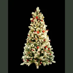 Puleo International 7Ft Prelit Fairfield Flocked With Pinecones Ball Ornaments &Red Berries #114-Fgf-70Cy6