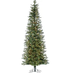 Gerson International 7.5Ft Pre-Lit Narrow Natural Cut Jackson Pine Christmas Tree With Clear Lights