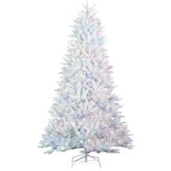 Gerson International 7.5Ft Pre-Lit White Parkview Pine Christmas Tree With Color Changing Led Lights