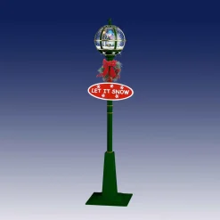 Arys Imports Green And Gold Snowing Outdoor Globe Street Lamp With Snowman