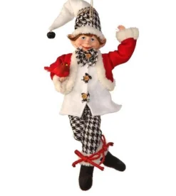 Regency International 17In Fabric Black And White Checkered Plaid Bendable Elf