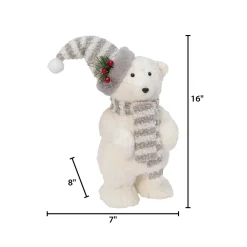 Gerson International 16-In H Polar Bear Figurine With Hat & Scarf
