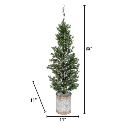 Gerson International 35-In H Snowy Pine Tree In Tin Pot
