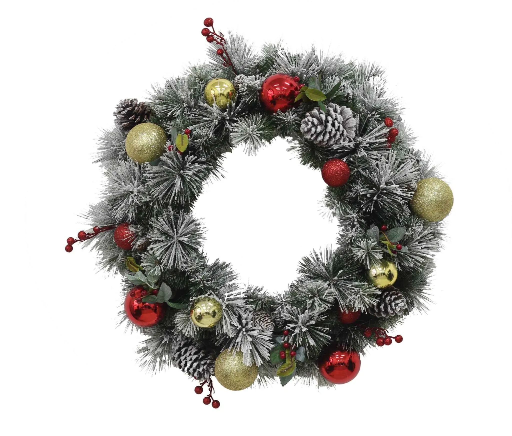 Puleo International 30In Pre-Lit Flocked Fairfield Wreath In Clear #114-Fgf1-30Wc1