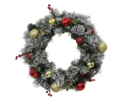Puleo International 30In Pre-Lit Flocked Fairfield Wreath In Warm White #114-Fgf1-30Wblw07