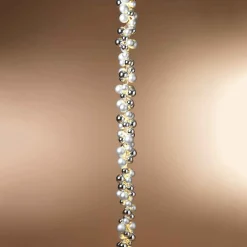 Gerson International 58.5-Inch Long Electric Silver Lighted Ornament Strung Garland