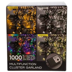 Kurt Adler Cul 1000-Light 33-Foot Cluster Garland With Multi-Color 3Mm Led Bulbs