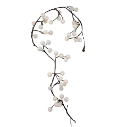 Kurt Adler 6-Foot Brown Garland Warm White Cotton Ball 48 Light Led