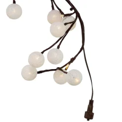 Kurt Adler 6-Foot Brown Garland Warm White Cotton Ball 48 Light Led