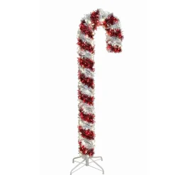 Kurt Adler 5-Foot Pre-Lit Red And White Led Tinsel Candy Cane