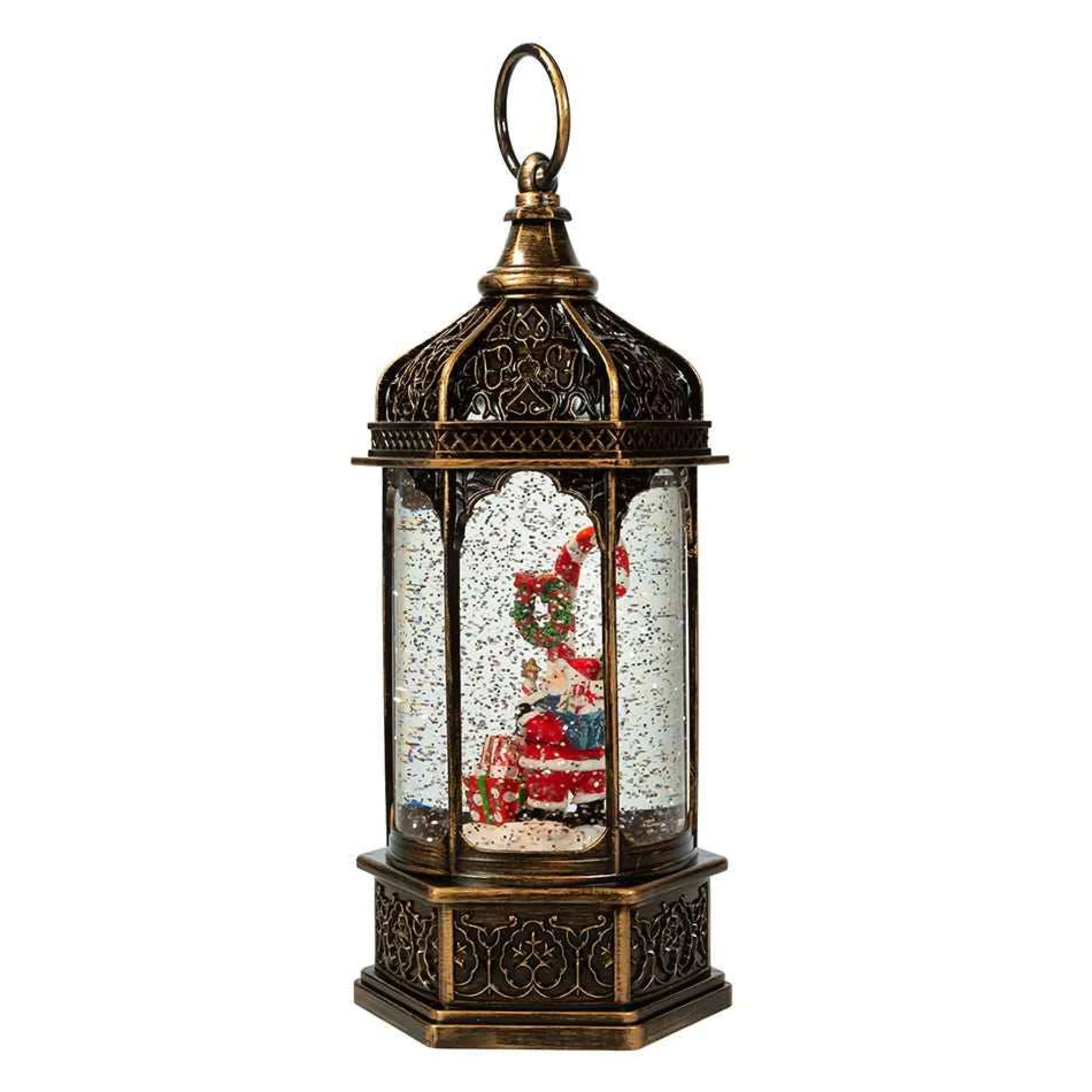 Kurt Adler 11-Inch Battery-Operated Light Up Santa Water Lantern