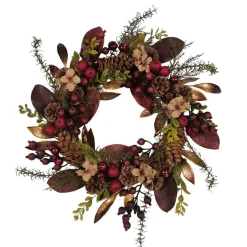 Kurt Adler 24-Inch Berries And Pinecone Burgundy Rattan Wreath