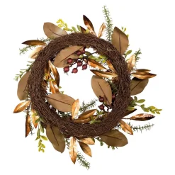 Kurt Adler 24-Inch Berries And Pinecone Burgundy Rattan Wreath