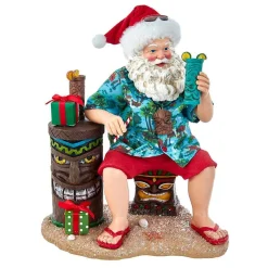 Kurt Adler 12-Inch Fabriche Tiki Beach Santa