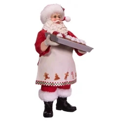 Kurt Adler 10.5-Inch Fabriche Santa And Tray Of Santa Face Cake