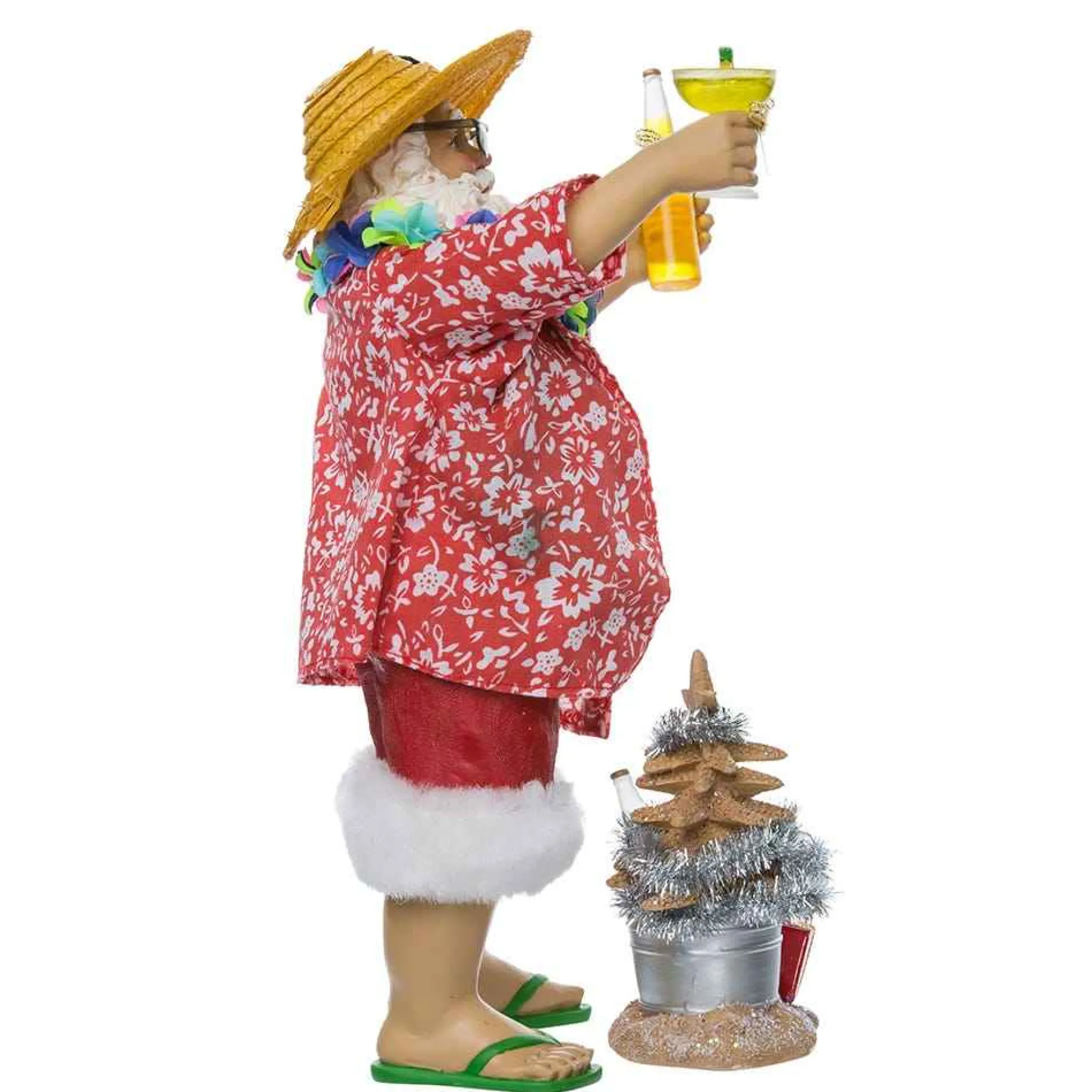 Kurt Adler 10-Inch Fabriche' Beach Santa Set Of 2 Pieces