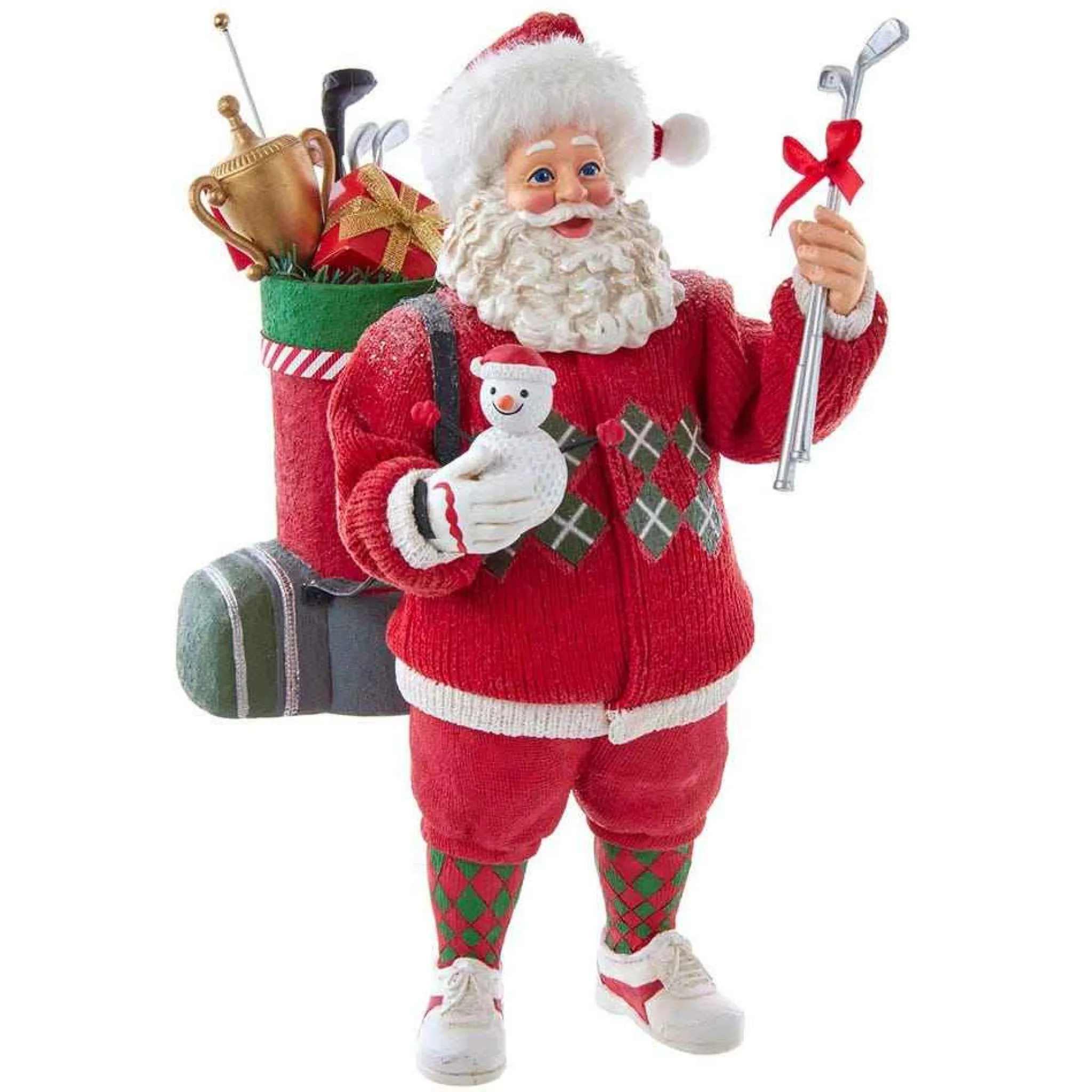 Kurt Adler 10.5-Inch Fabriche Golf Santa Table Piece