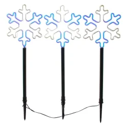 Kurt Adler 26-Inch Multi-Color Led Snowflake Yard Stake Set