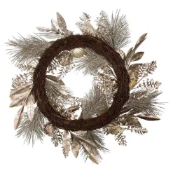 Kurt Adler 24-Inch Silver And Gold Champagne Rattan Wreath