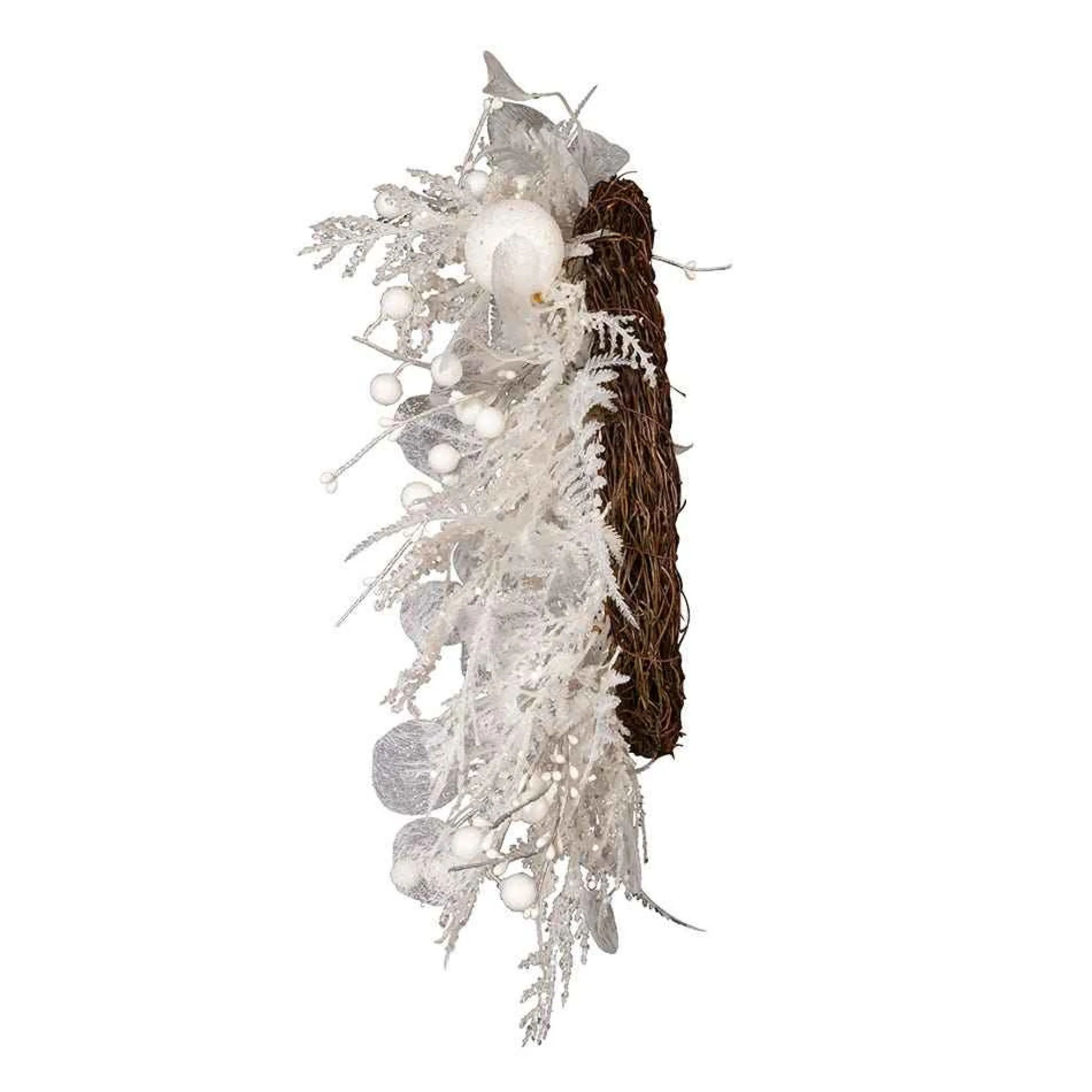 Kurt Adler 24-Inch Un-Lit Decorated White Rattan Wreath