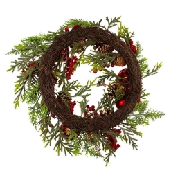 Kurt Adler 24-Inch Un-Lit Decorated Green Rattan Wreath