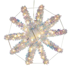 Kurt Adler 12-Inch Warm White Led Tinsel Foldable Sphere