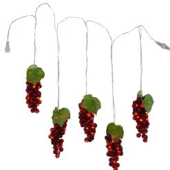 Kurt Adler 100-Light Burgundy Led Grape Light Set With 5 Grape Bunches