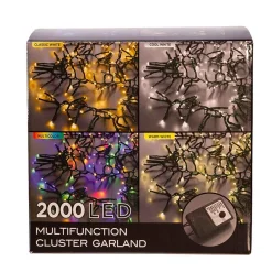 Kurt Adler 2000-Light 65-Foot Cluster Garland With Multi-Color Led Lights