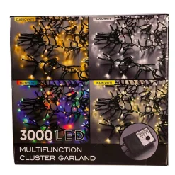 Kurt Adler 3000-Light 98-Foot Cluster Garland With Multi-Color Led Lights