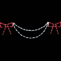 Brite Ideas Led Bow With Garland End Piece (Red/White) #Ban54W