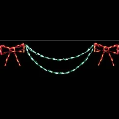 Brite Ideas Led Bow With Garland End Piece (Red/Green) #Led-Ban54