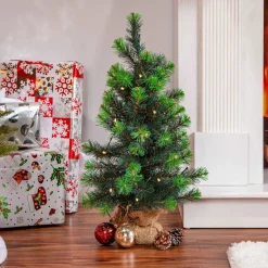 Gerson International Led-Lighted Pine Trees With Burlap Base (Set Of 3)
