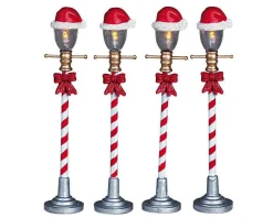 Lemax Village Collection Santa Hat Street Lamp, Set Of 4 #64472