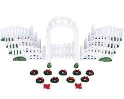 Lemax Village Collection Plastic Arbor & Picket Fences With Decorations, Set Of 20 #04233