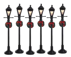 Lemax Village Collection Gas Lantern Street Lamp, Set Of 6, B/O #64499