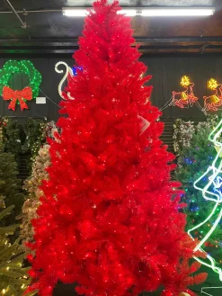 Puleo International 7.5Ft Shiny Red Evergreen Spruce Tree In Red #114-Esr-75Qlrf3K7