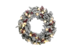 Puleo International 30In Flocked Bridgeport Wreath In Warm White #114-Bgf-30Wg40Lw03