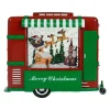 Arys Imports Red And Green Christmas Trailer With Led Warm White Light Up Santa Sleigh Scene Spinning Glitter Waterglobe
