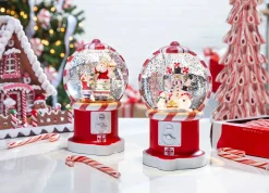 Gerson International Retro Christmas Holiday Water Globes, Lighted With Timer