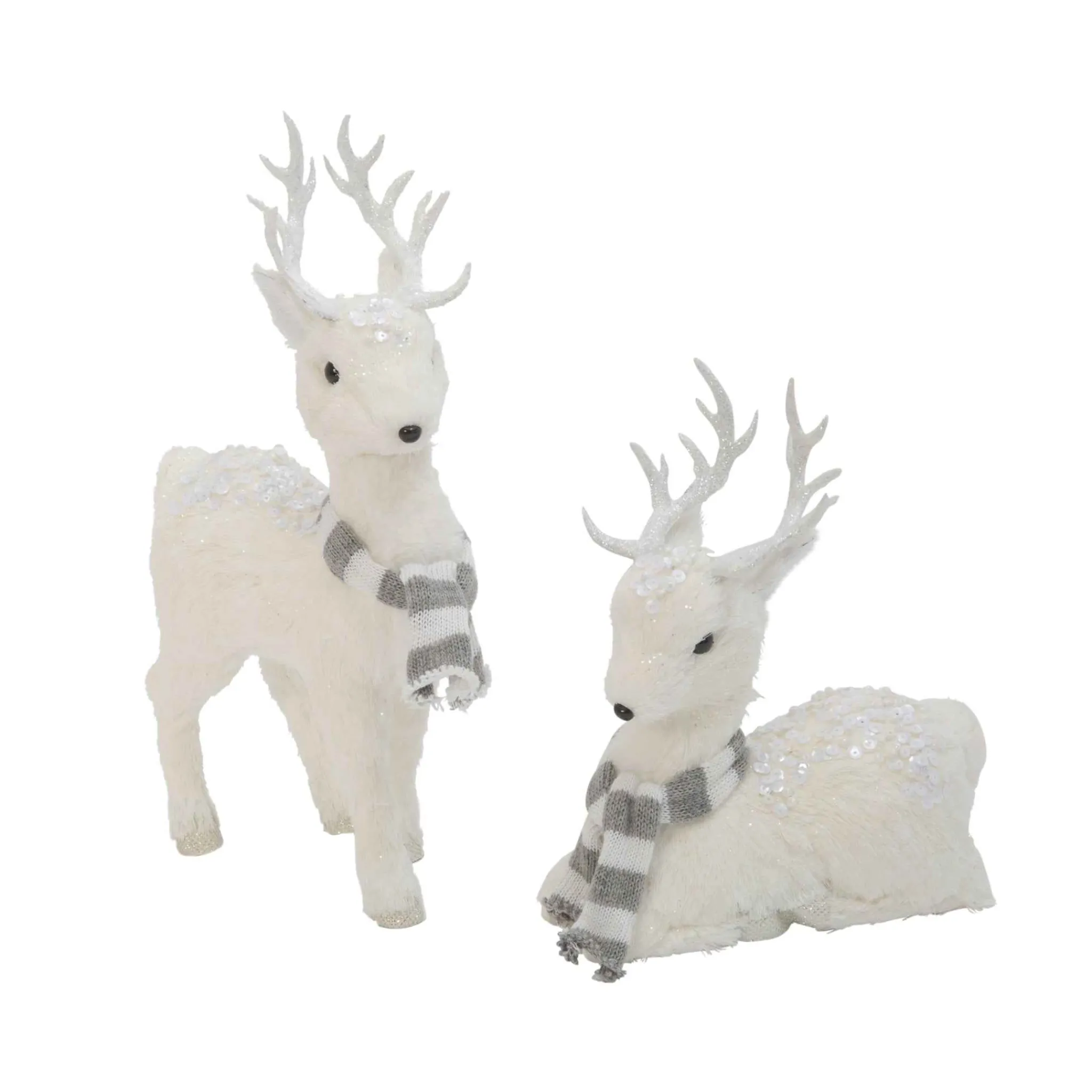 Gerson International Set Of 2 Assorted Deer Figurines With Scarves