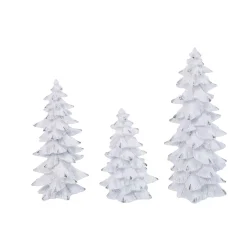 Gerson International Set Of 3 Assorted Resin White Glitter Winter Trees