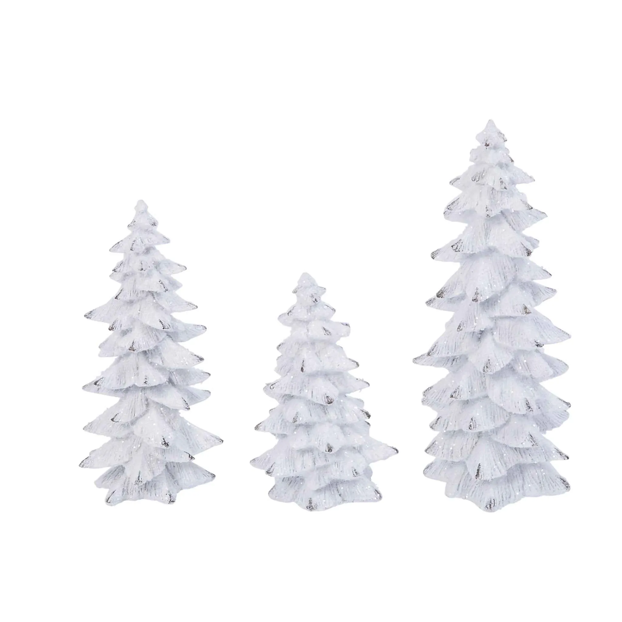 Gerson International Set Of 3 Assorted Resin White Glitter Winter Trees