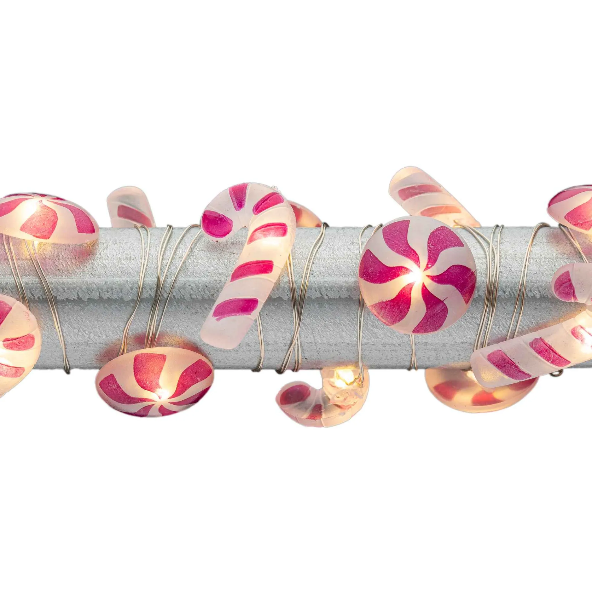 Gerson International Set Of 3 10Ft L Battery Operated Acrylic Candy Cane Micro Led Light String, 30 Warm White Lights